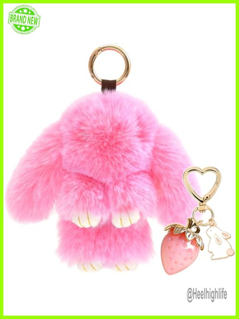 Plush Bunny Keychain Cute Rabbit Stuffed Animal Key Chain Strawberry Bag Charm